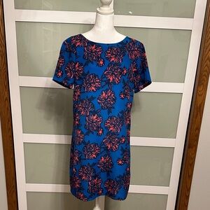 JCrew Floral Blue and Pink Dress Size 8